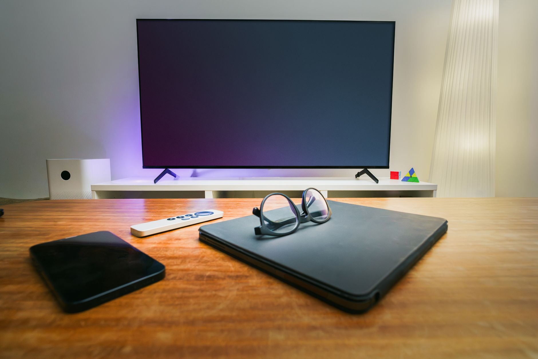 modern home media server setup with smart TV and streaming box
