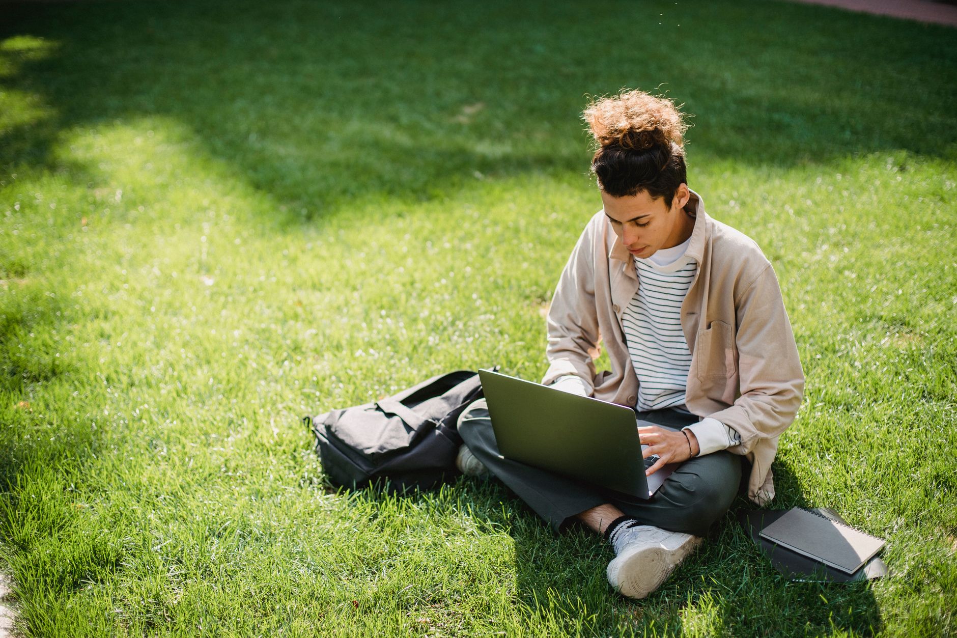 student searching for apartment online