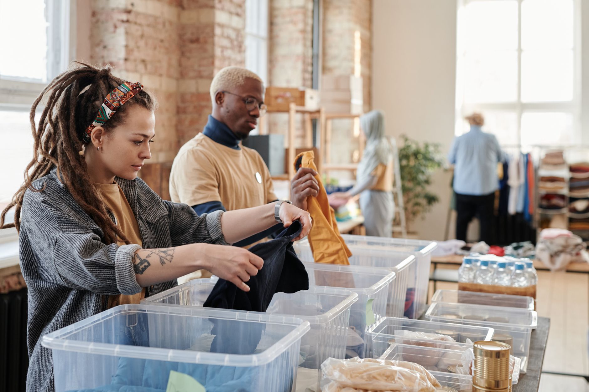 people helping each other in a community setting