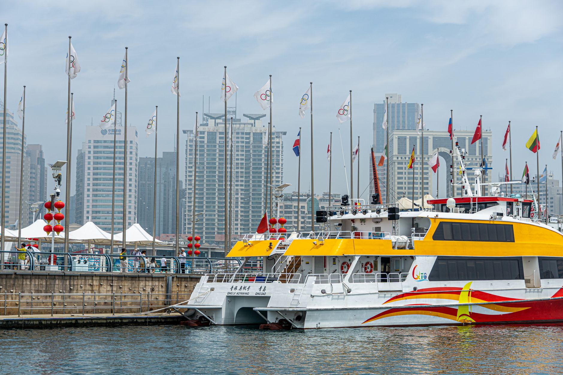 Qingdao city view, coastal city China, modern buildings and historical architecture
