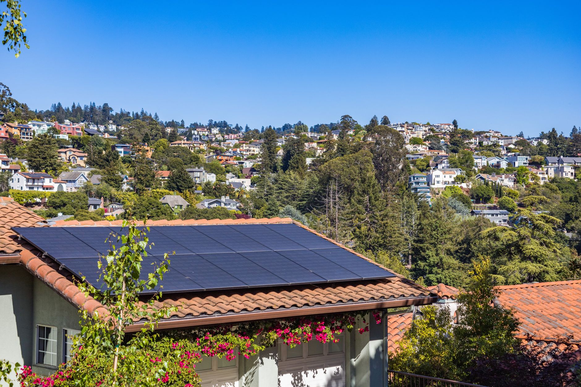 solar panels on residential roof